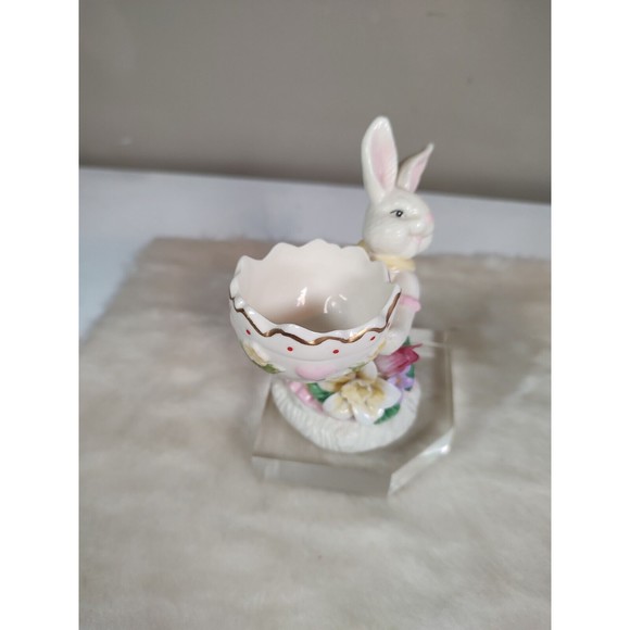Vintage Ceramic Easter Bunny Rabbit Egg Holder Display Planter Candy Dish - Picture 10 of 11